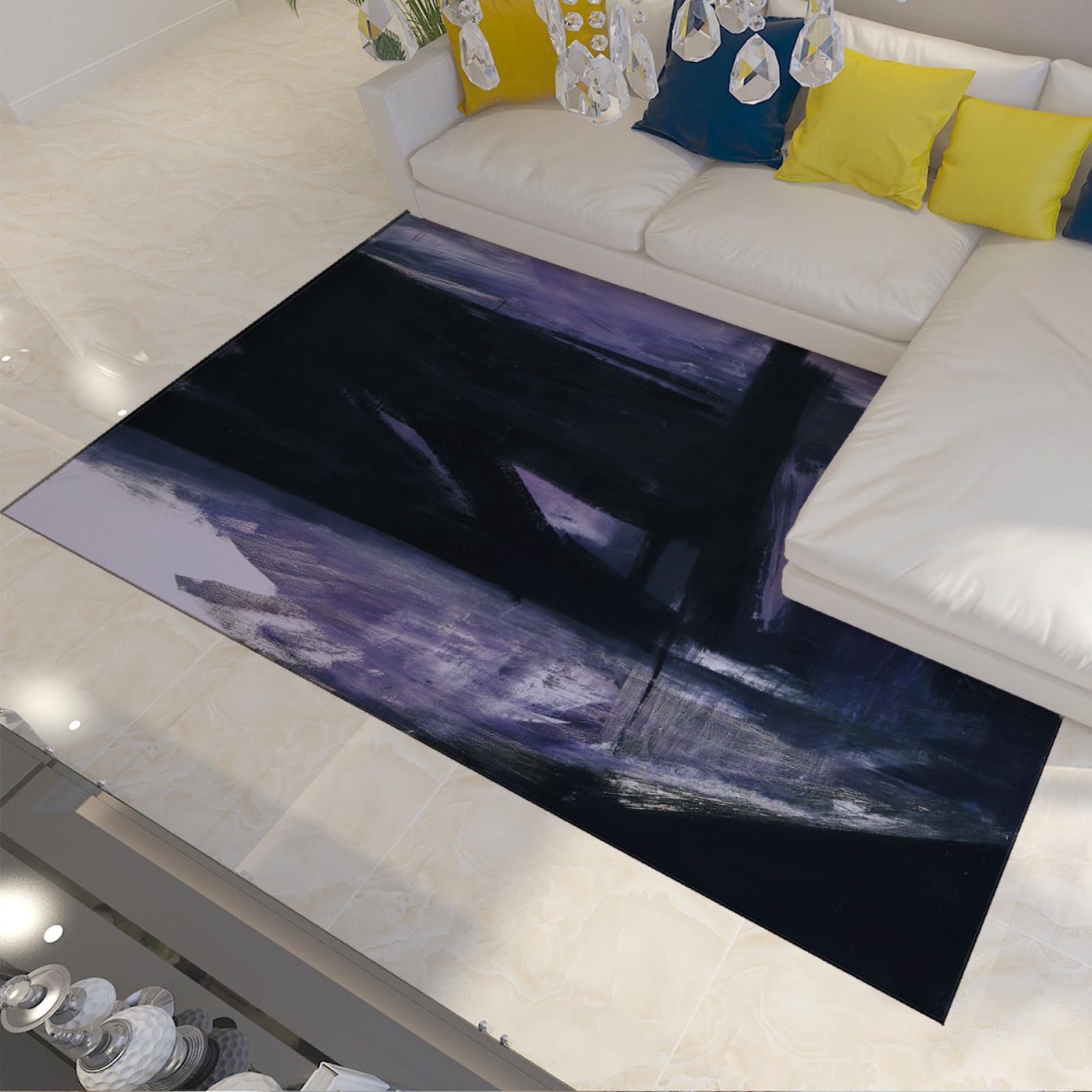 Tapis moderne Franz Kline mauve pour chambre à coucher cosy