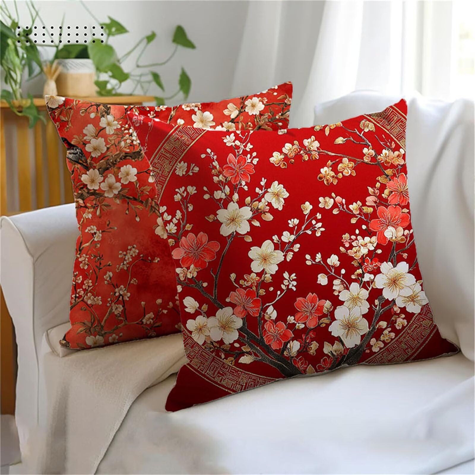 Taie d'oreiller de canapé jardin imperméable rouge 50x50 cm lot de 2