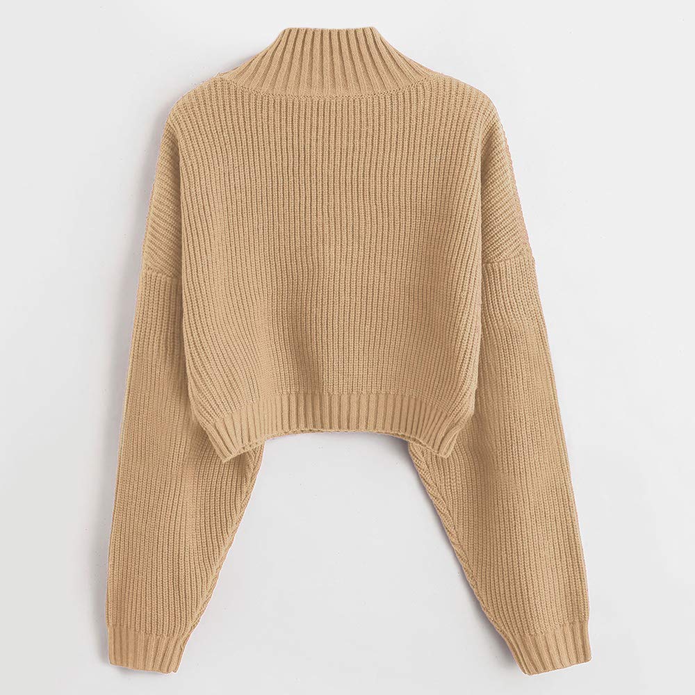 ZAFUL Pull Femme Col Rond Sweatshirt Femme aux Manches Longues, Pullovers Femme Lâche Couleur Unique