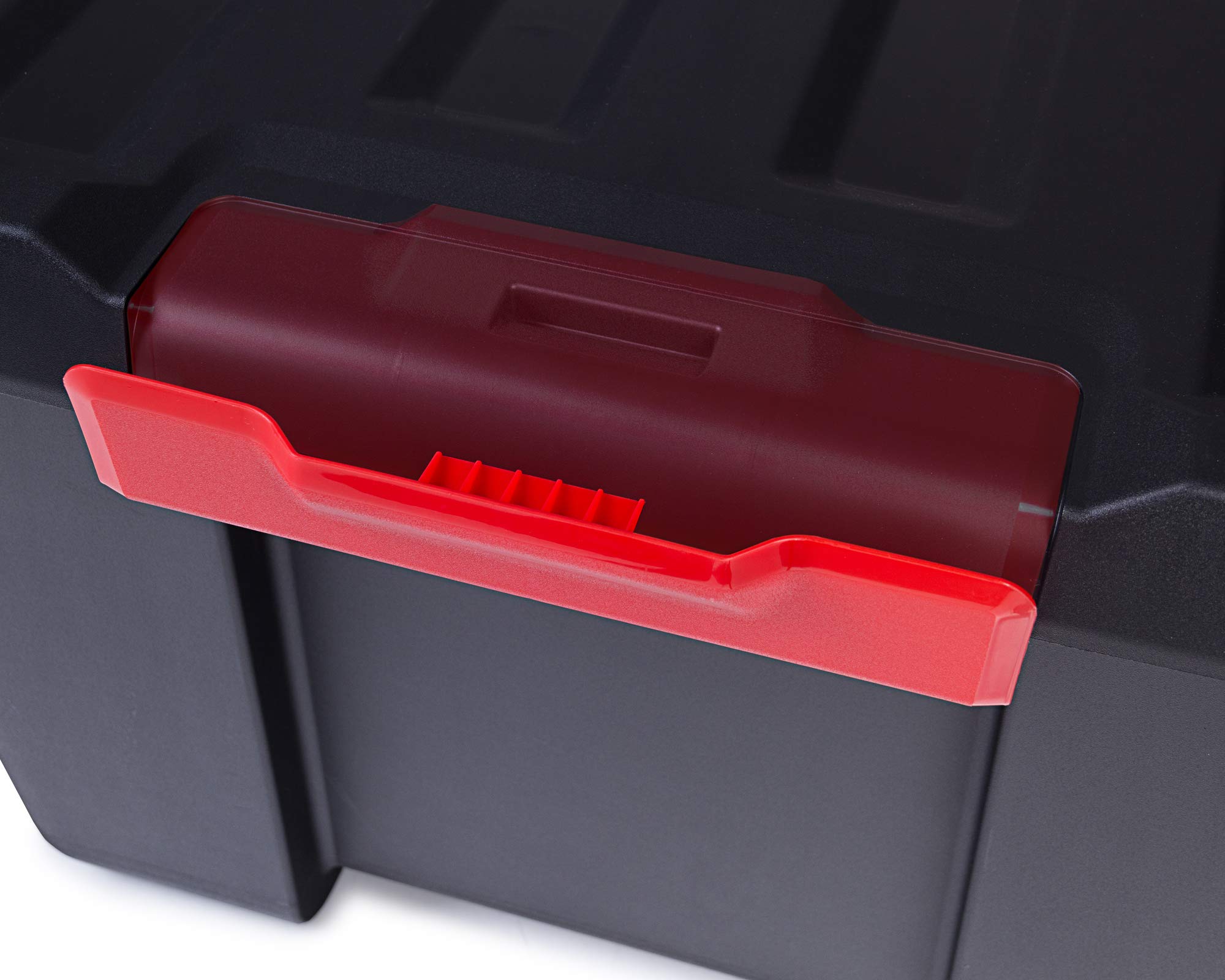Ondis24 Aufbewahrungsbox mit Deckel Malle, Stapelbox Kunststoff, Werkzeugkasten rollbar, Transportbox 120L, abschließbar