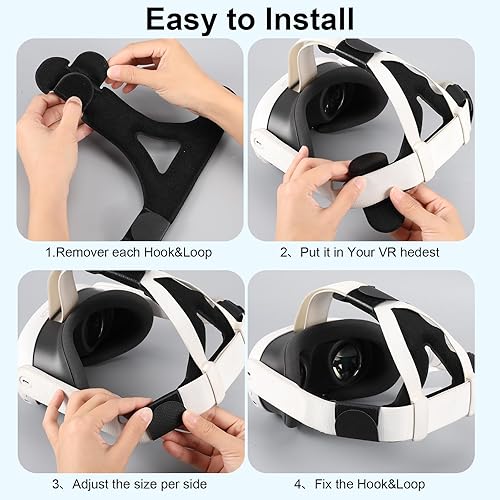 Vista 6 de CBDYWVR Head Strap Pad for Oculus Quest 3 Headset,PU Headband Replacement for Enhanced Support,Comfort VR Accessories (Black)