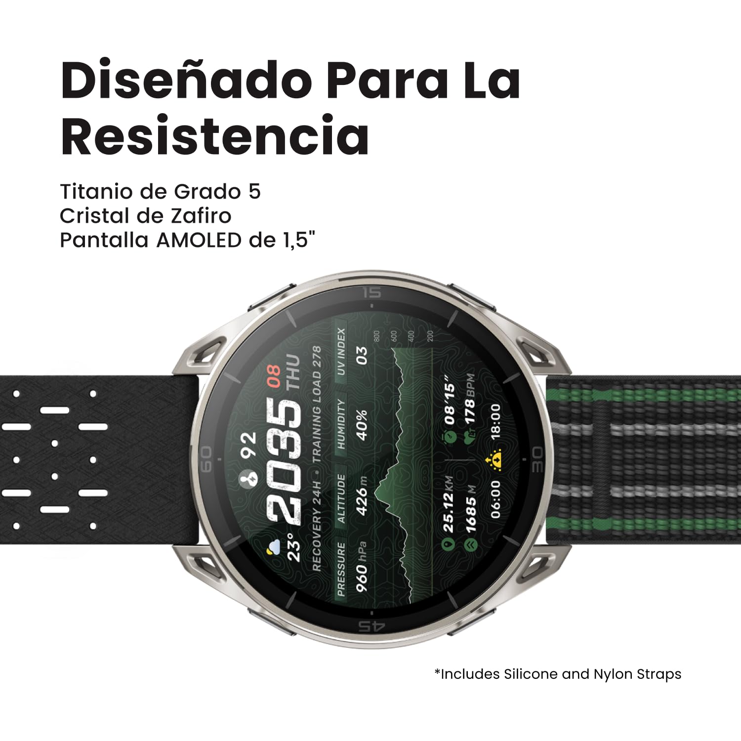 Amazfit Cheetah 2 Ultra Reloj Inteligente GPS 47mm, Cristal Zafiro, Caja Titanio, Batería 30 días, Linterna, Almacenamiento 64 GB, NFC, Mapas,+180 Deportes y HYROX, Smartwatch para Android e iPhone