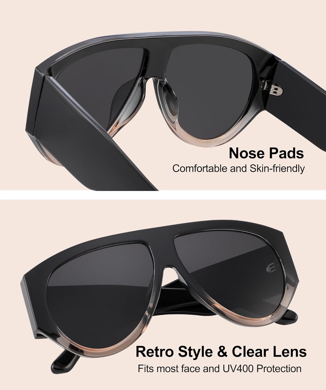 JOOX Oversized Retro Aviator Sunglasses Womens Mens 70s Classic Vintage Sun Glasses UV400 Protection - Image 3