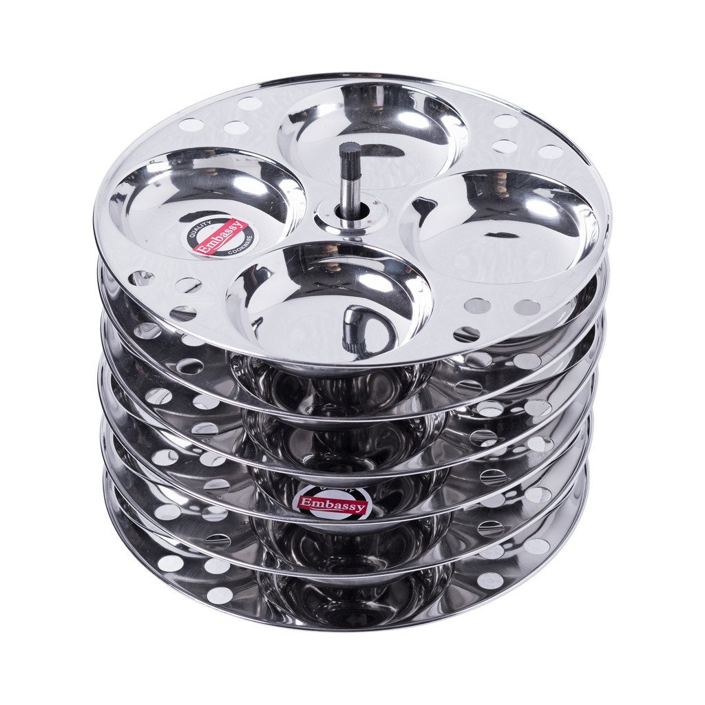 Embassy Deluxe Idli Stand, 6 Plates 24 Idlis (Stainless Steel