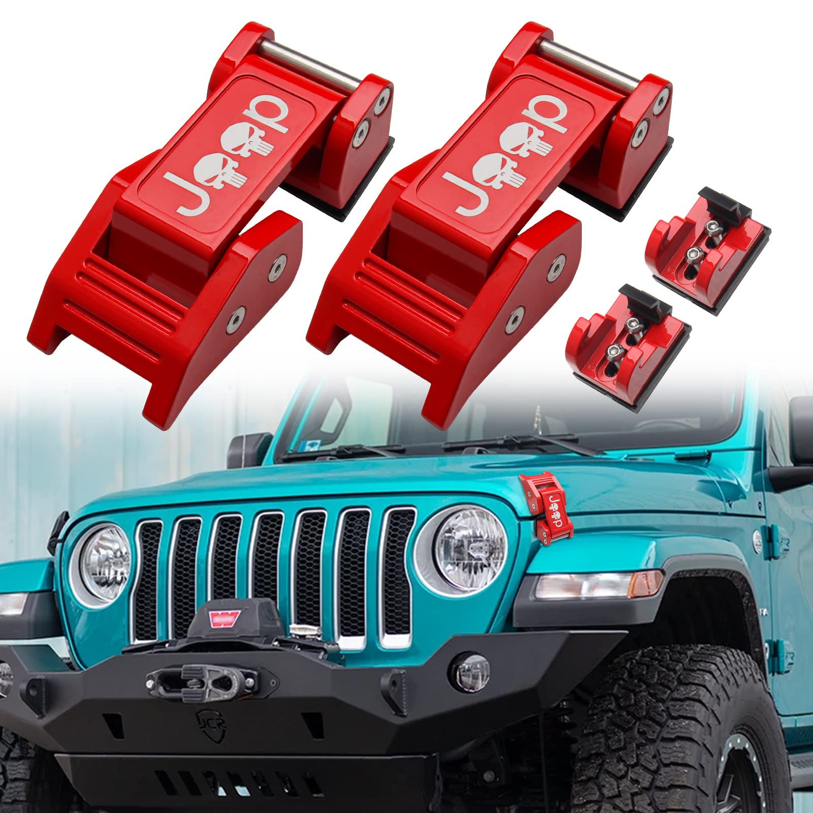 Buy Somusen Aluminum Hood Latches with Skull Style Hood Catch Kit for