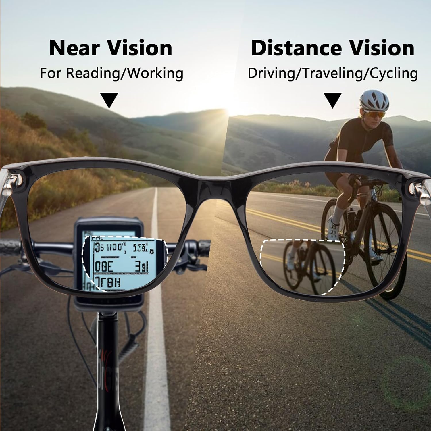 Bifocal Reading Sunglasses Men Clear Top Acetate Frame Sun Readers with Metal Core Wire UV Protection Spring Hinge - Image 2