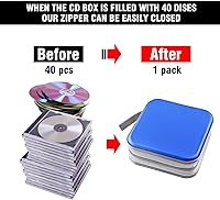 Vista 34 de Funda para CD, soporte para cartera de DVD, funda para CD/DVD, 40 discos, bolsa resistente, carpeta de almacenamiento, álbum (puple)