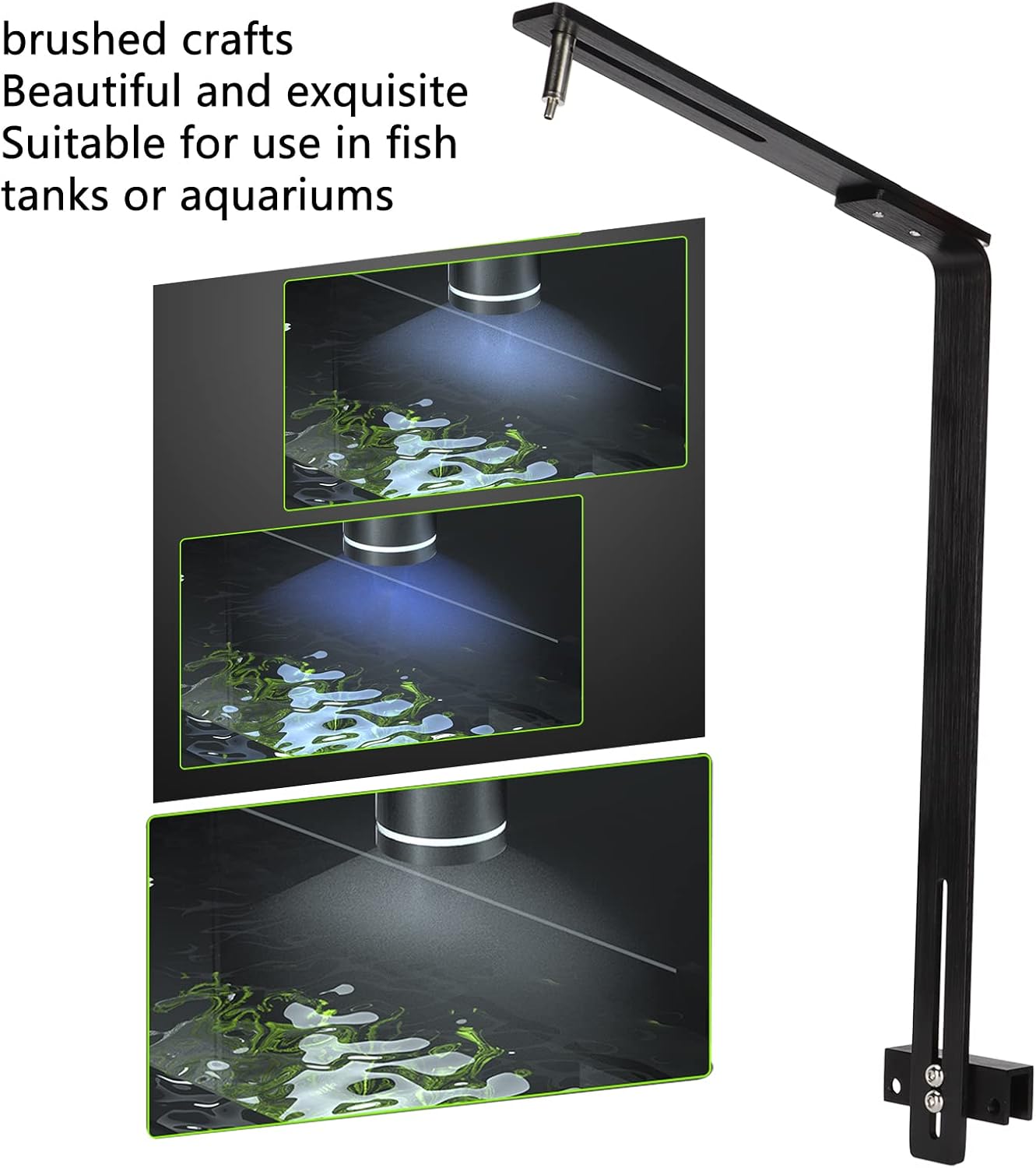 Fish Tank Drop Light Mount, Light Holder Metal Lamp Bracket Support for Reptile Glass Terrarium Full Drop Light (Color : Black)