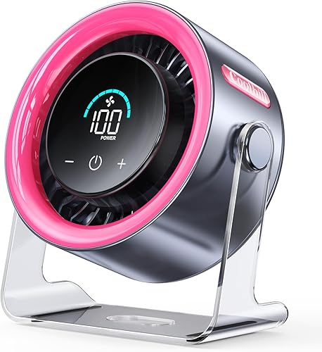 Ventilador de escritorio USB para dormitorio Ventilador de mesa silencioso con pantalla digital de 100 velocidades con flujo de aire turbo, rotación