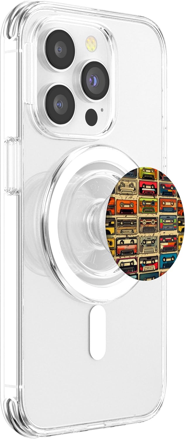 Retro Life Music Lover Cassette National Retro Day PopSockets PopGrip for MagSafe