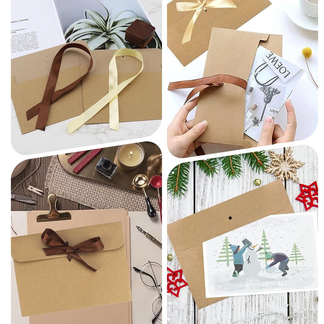 WeddHuis 20 Pezzi Busta di Carta Kraft Riciclata Vintage per Compleanno Matrimonio Inviti