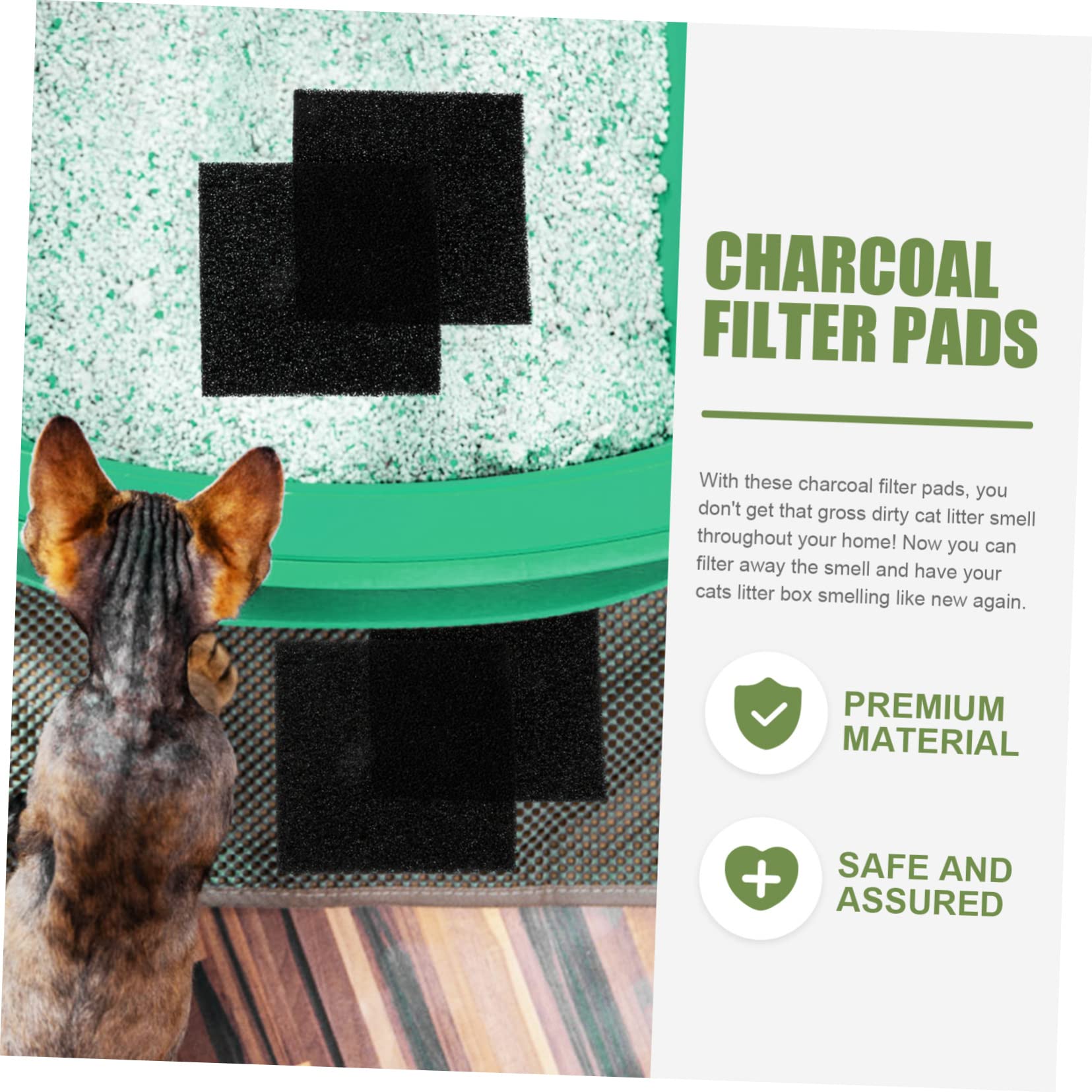 Kisangel 30stücke Katzentoilette Filterpads Austauschbare Schwammfilter Für Katzenstreu Geruchsabsorbierende Aktivkohlefilter Für Katzentoiletten Und Müllbehälter Leicht Zuschneidbar