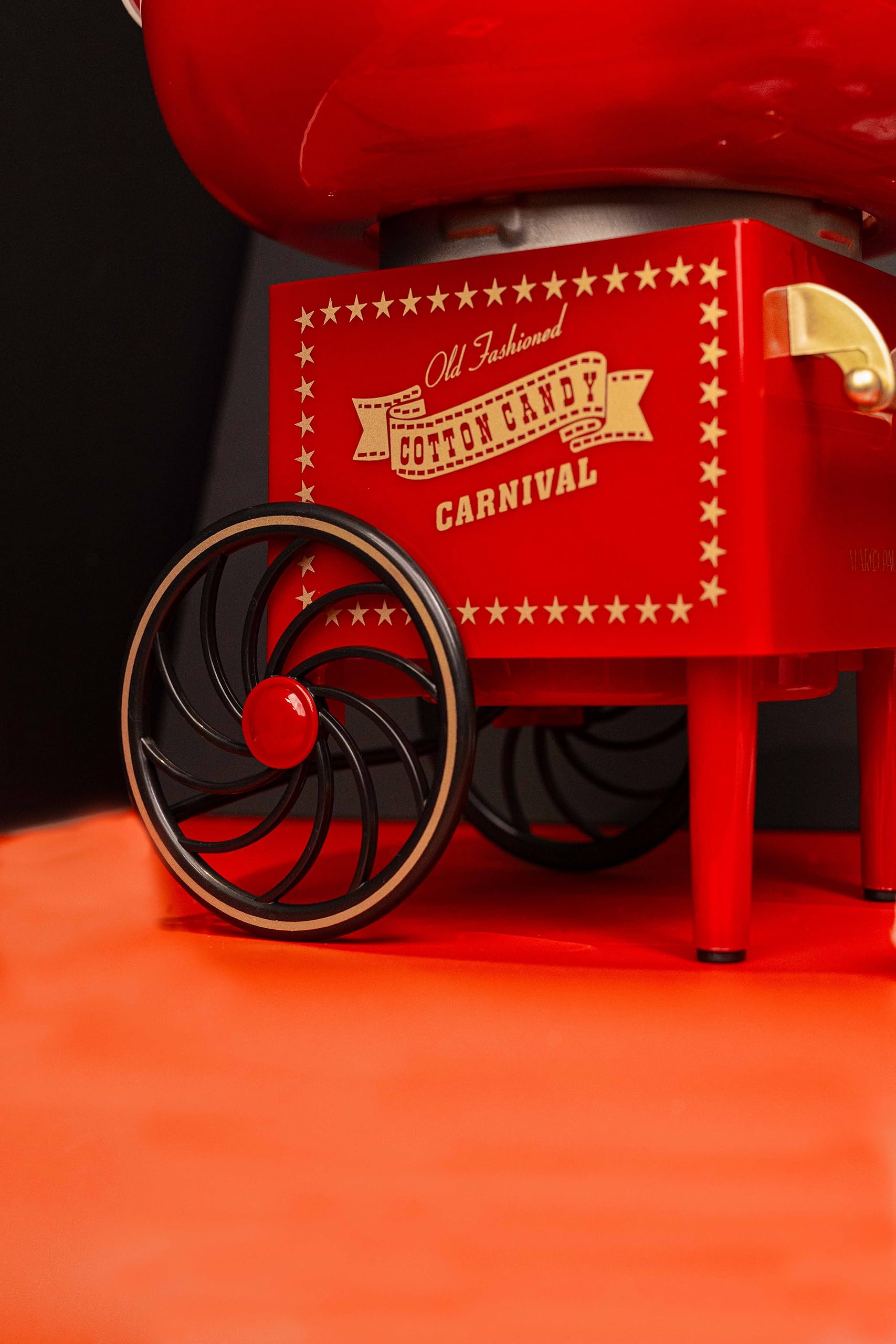 Marco Paul - Máquina de hilo dental para uso doméstico, máquina de hilo dental de caramelo con cuchara, estilo carnaval, máquina de algodón de azúcar retro para fiestas infantiles, cumpleaños y