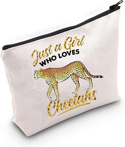 LEVLO Divertida bolsa de maquillaje de guepardo regalo para amantes de los animales solo una chica que ama los guepardos bolsa de maquillaje con