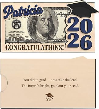 Personalized Graduation Money Holder 2026, Custom Name Wooden Cash Holder, DIY Graduation Cash Gift Envelope Wallet, Senior Grad Gift for Boys Girls, Birthday Present Style 2