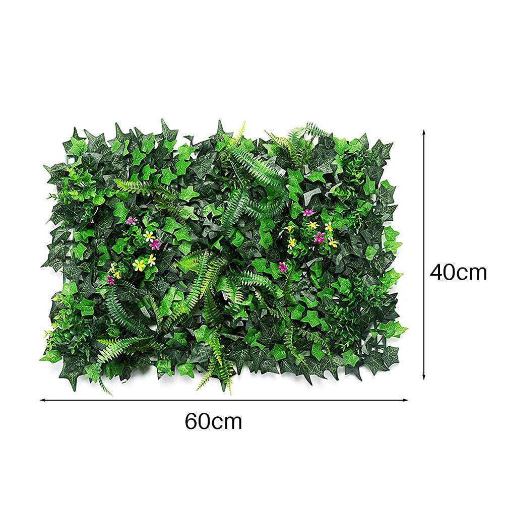 Fondo Verde, Paneles de setos Artificiales, Pared de Plantas Artificiales, Plantas Artificiales Verdes, jardín de Hiedra Artificial, Valla de privacidad de césped Verde, 40 x 60 cm