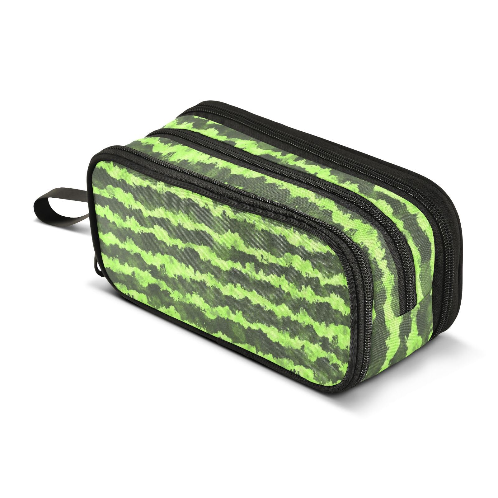 ZAZYXTJ Watermelon Print Large Capacity Pencil Case 3 Compartment Pen Pouch Storage Canvas Makeup Bag for School Office Teen Girl Boy Men Women