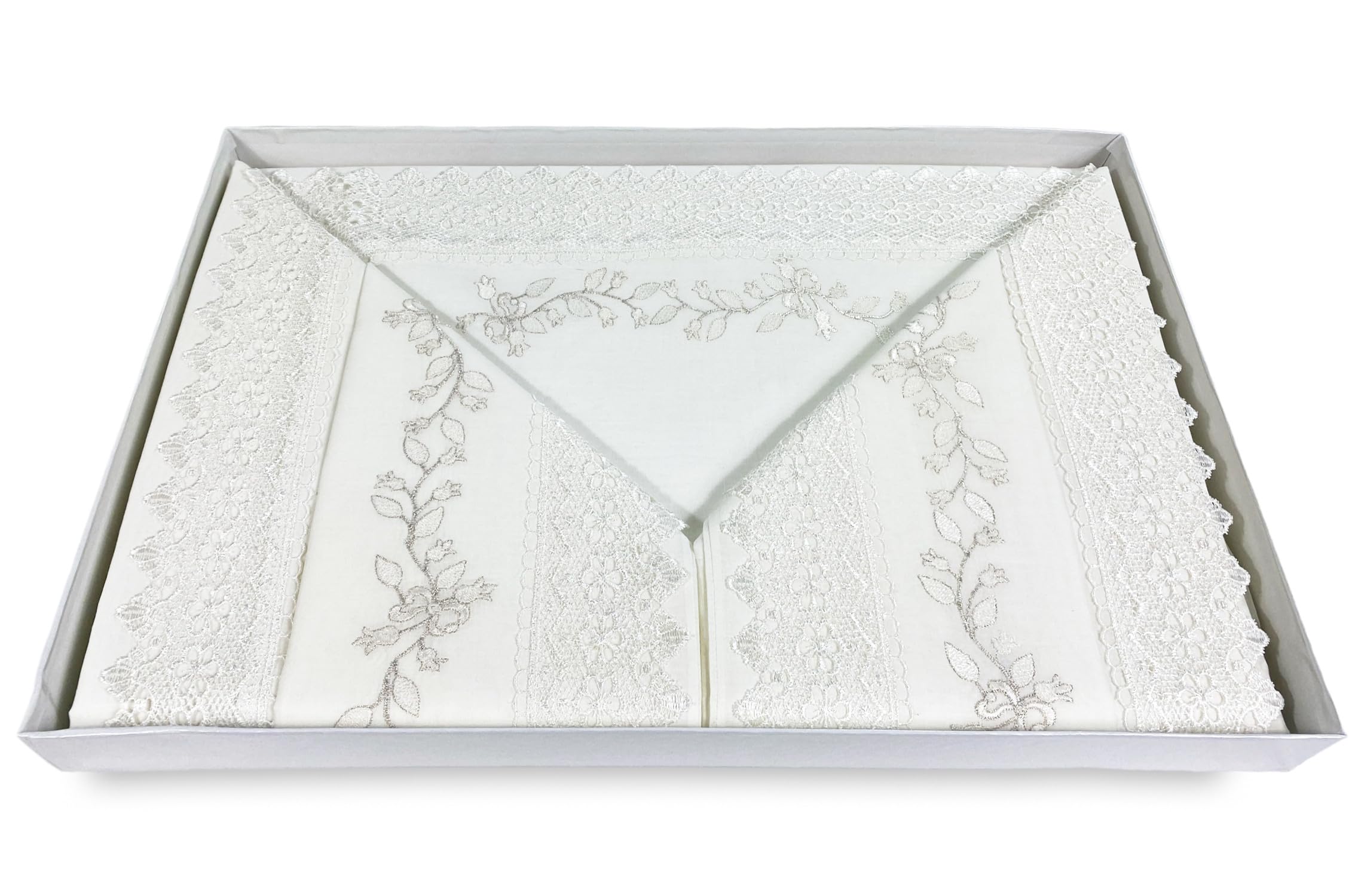 SUSY TOP CASE fini avec Pizzo Macramè DOUBLE drap et BEDSPREAD idea BRIDE