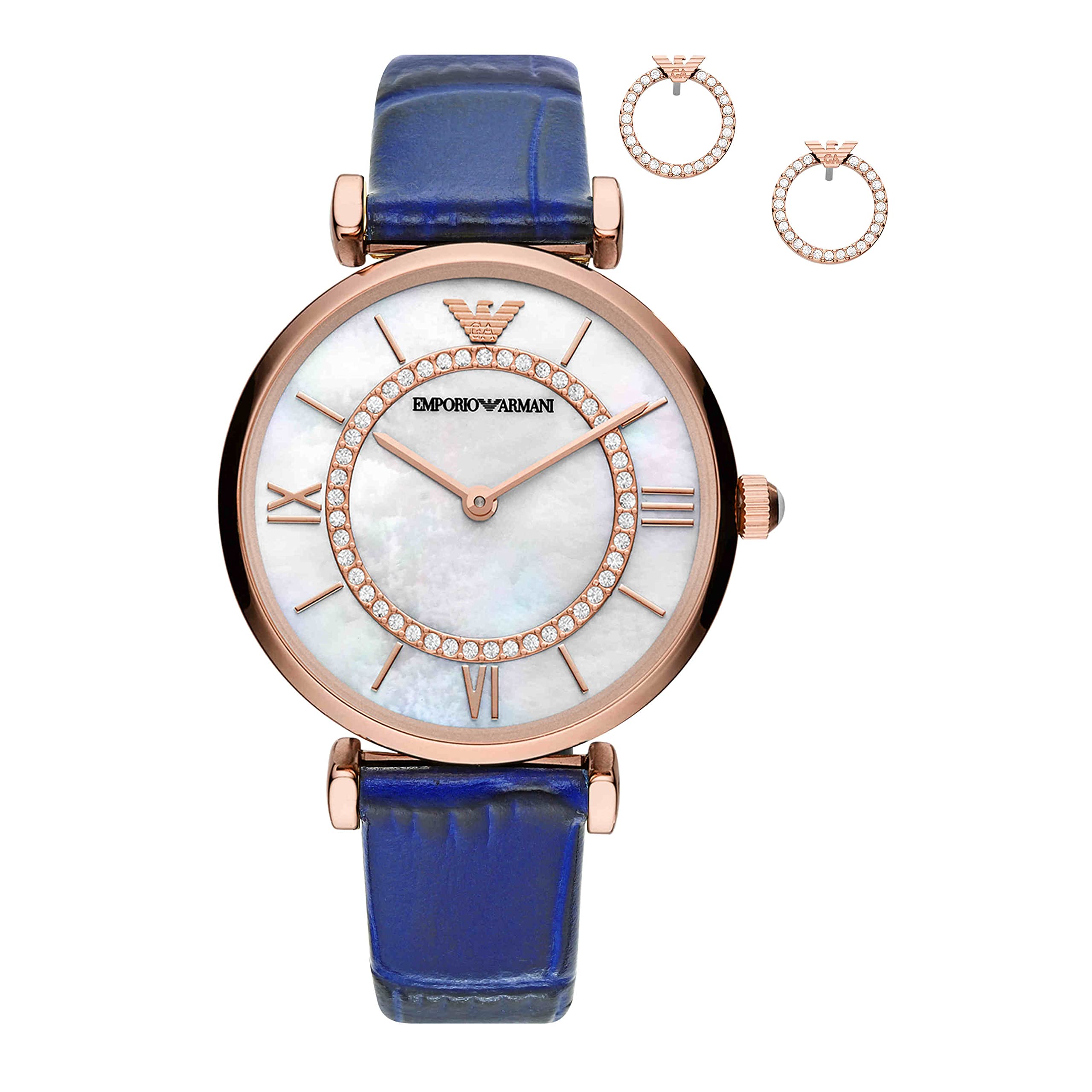 Emporio Armani Leather Analog Mother of Pearl Dial Women Watch-Ar80053, Blue Band (B09BBJ46HP) Amazon Price History, Amazon Price Tracker