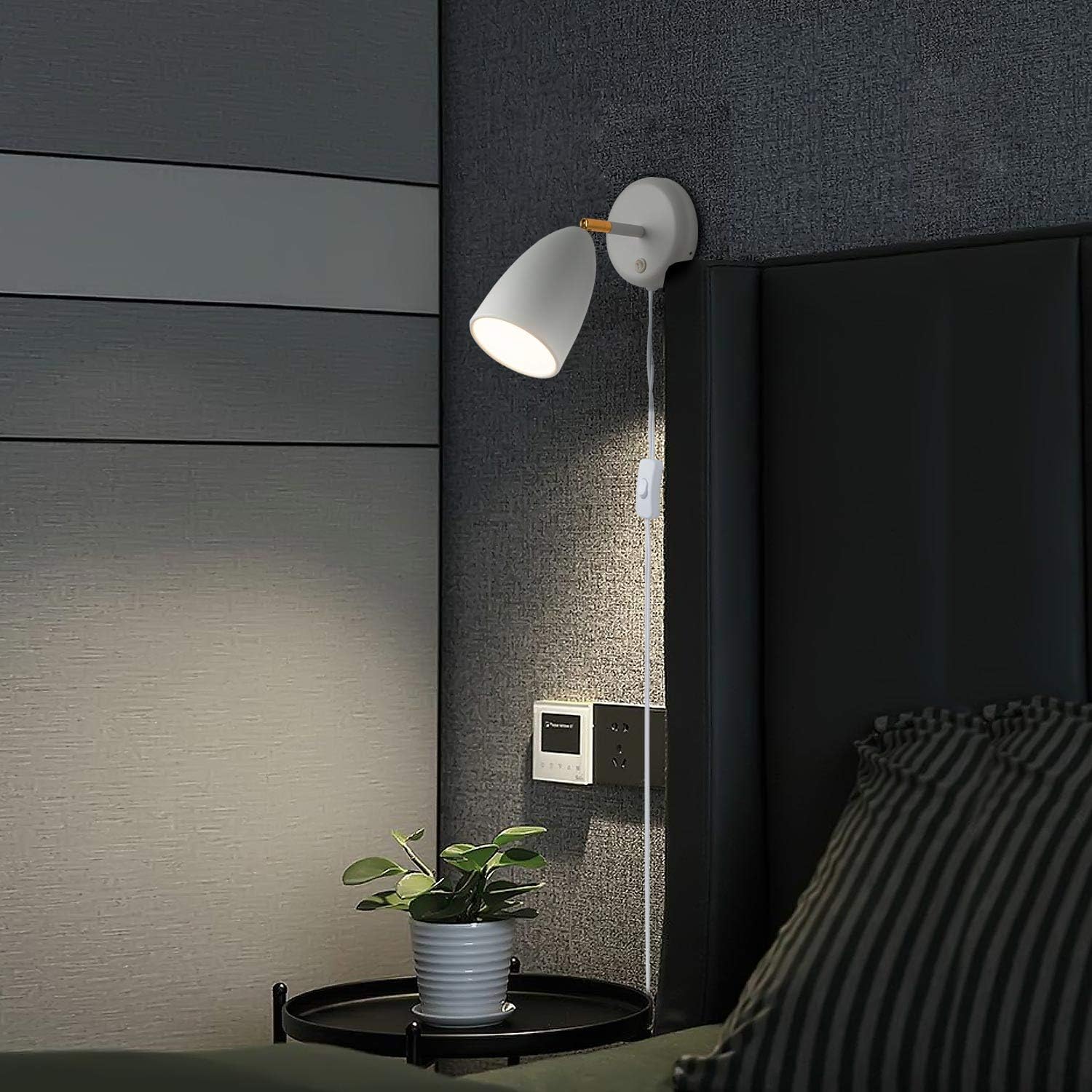 Best Cyber Monday 🔥 Modern Plug in Wall Sconce Lighting for Bedroom with Cord, White Finished Rotatable Simplicity Plug-in or Hardwire Wall Lamp Lighting Fixture for Indoor Bedroom Living Room Crazy Deals Modern Plug in Wall Sconce Lighting for Bedroom with Cord, White Finished Rotatable Simplicity Plug-in or Hardwire Wall Lamp Lighting Fixture for Indoor Bedroom Living Room