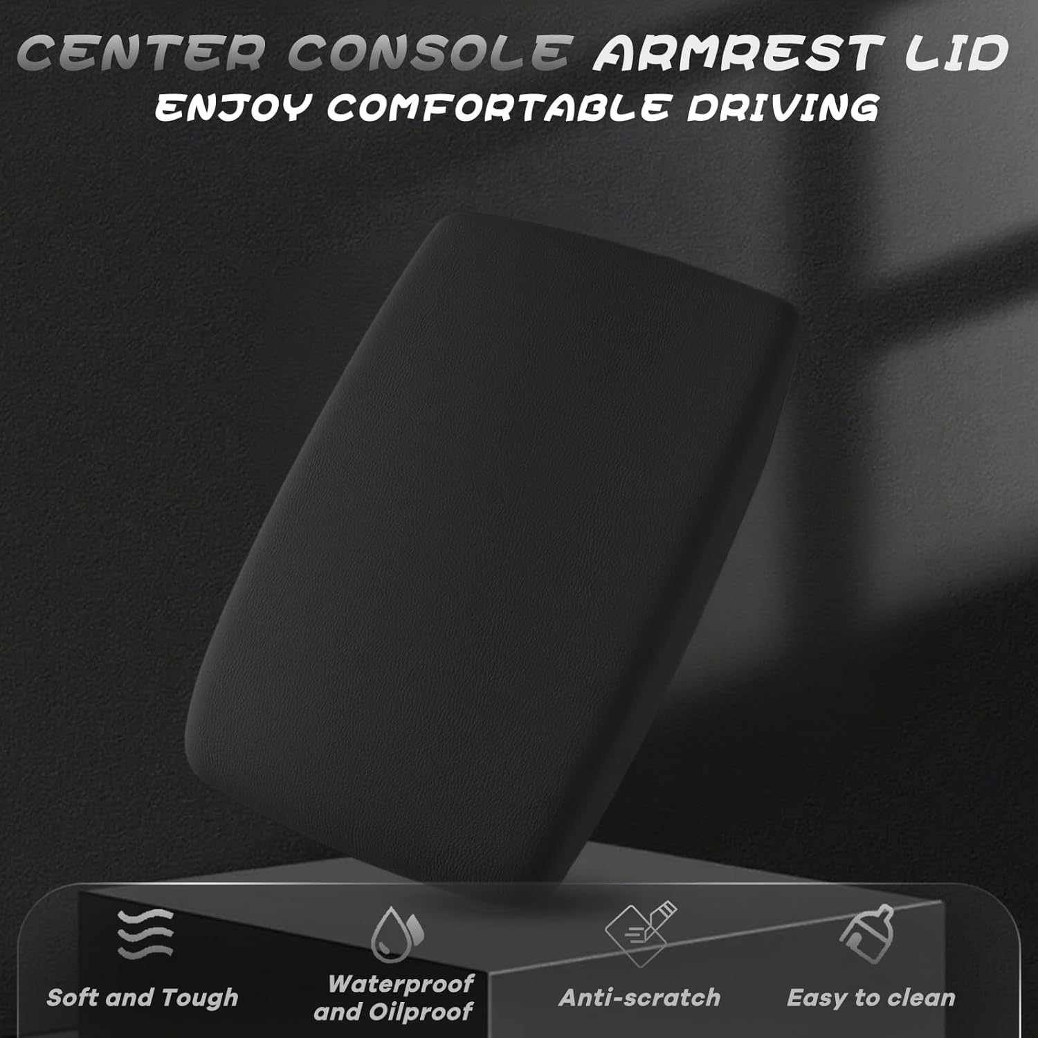 Center Console Lid Armrest Assembly with Bracket Fit for Toyota Highlander 2008 2009 2010 2011 2012 2013 Replacement, Replaces 58905-0E040-C0 Arm Rest Box Lid Middle Console Cover Black