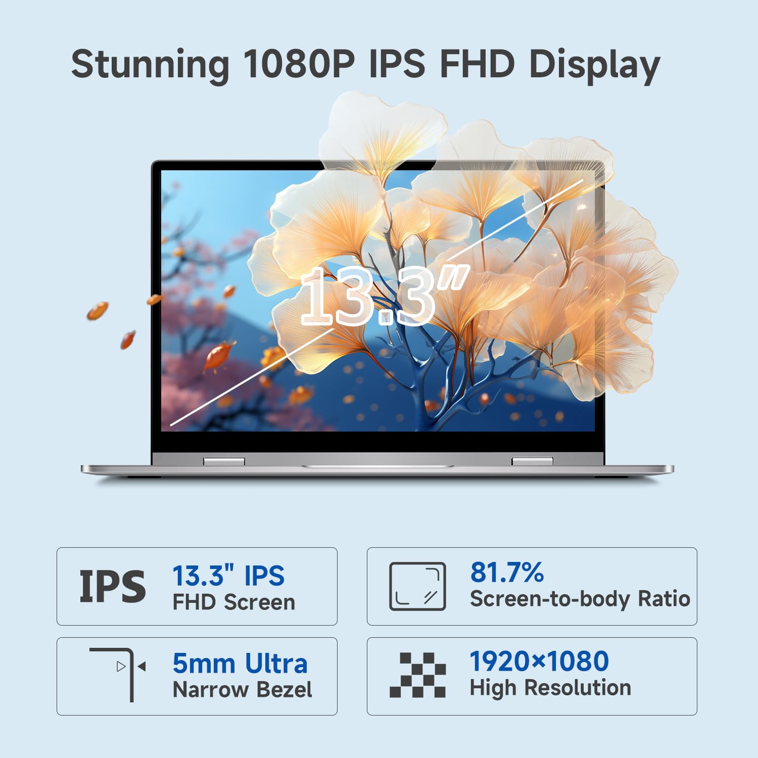 Bmax Laptop 2 em 1, tela sensível ao toque FHD IPS de 13,3