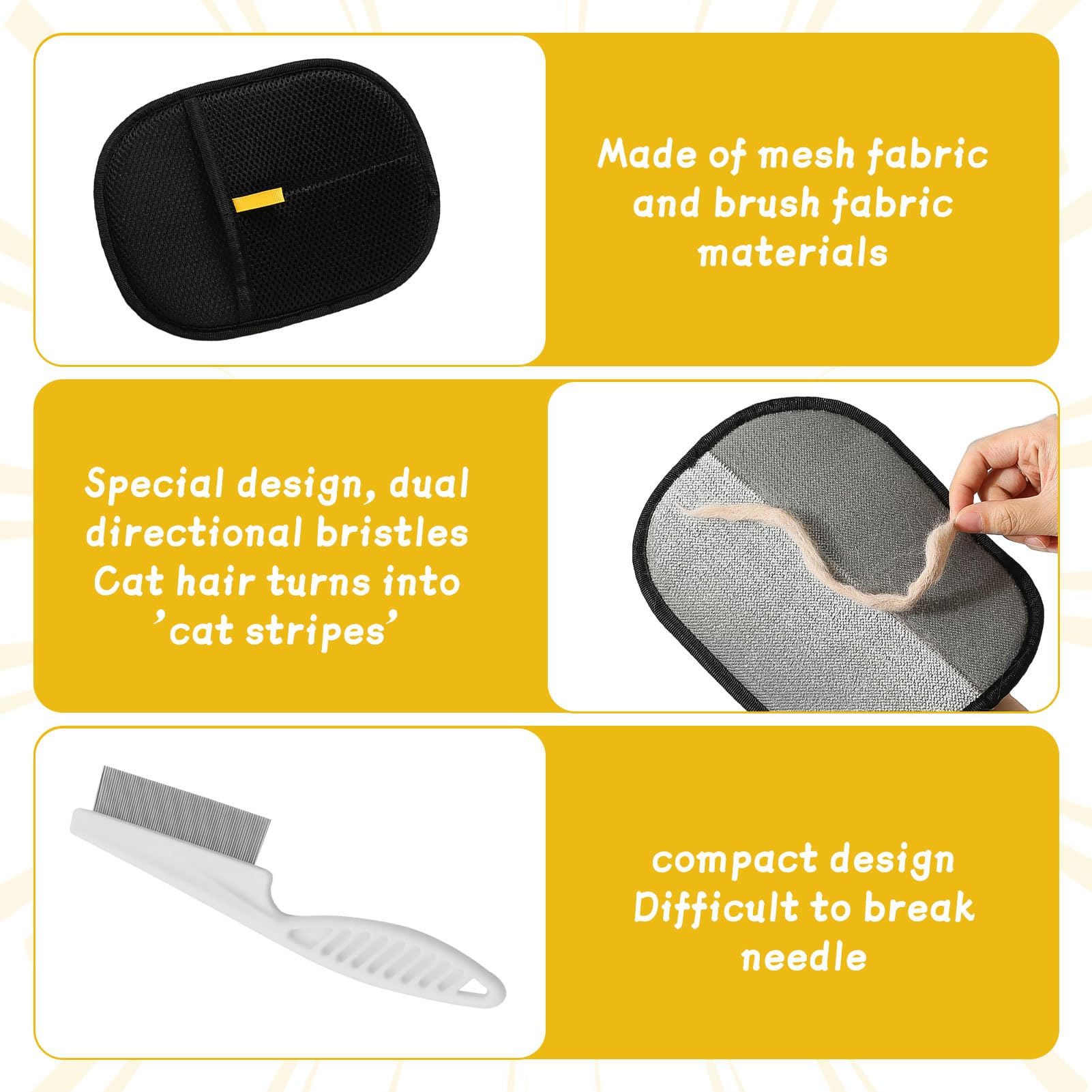 2Pcs Pet Hair Removal Glove with a Comb,Pet Hair Glove,Reusable Pet Grooming Gloves,Pet Hair Mitt for Pet Grooming,Deshedding,Washing - Image 3