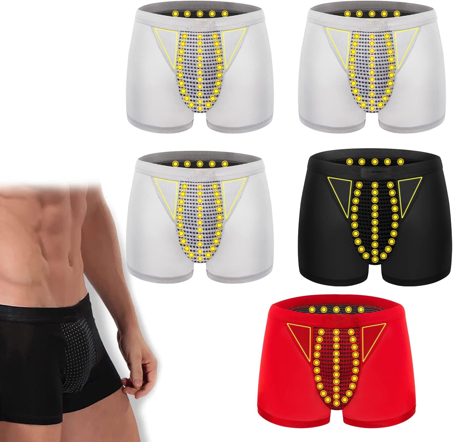 Prostate Magnetic Therapy Boxer Briefs, Tourmaline Prostate Therapy Magnetic Boxer Briefs for Men (5PCS-B,2XL)