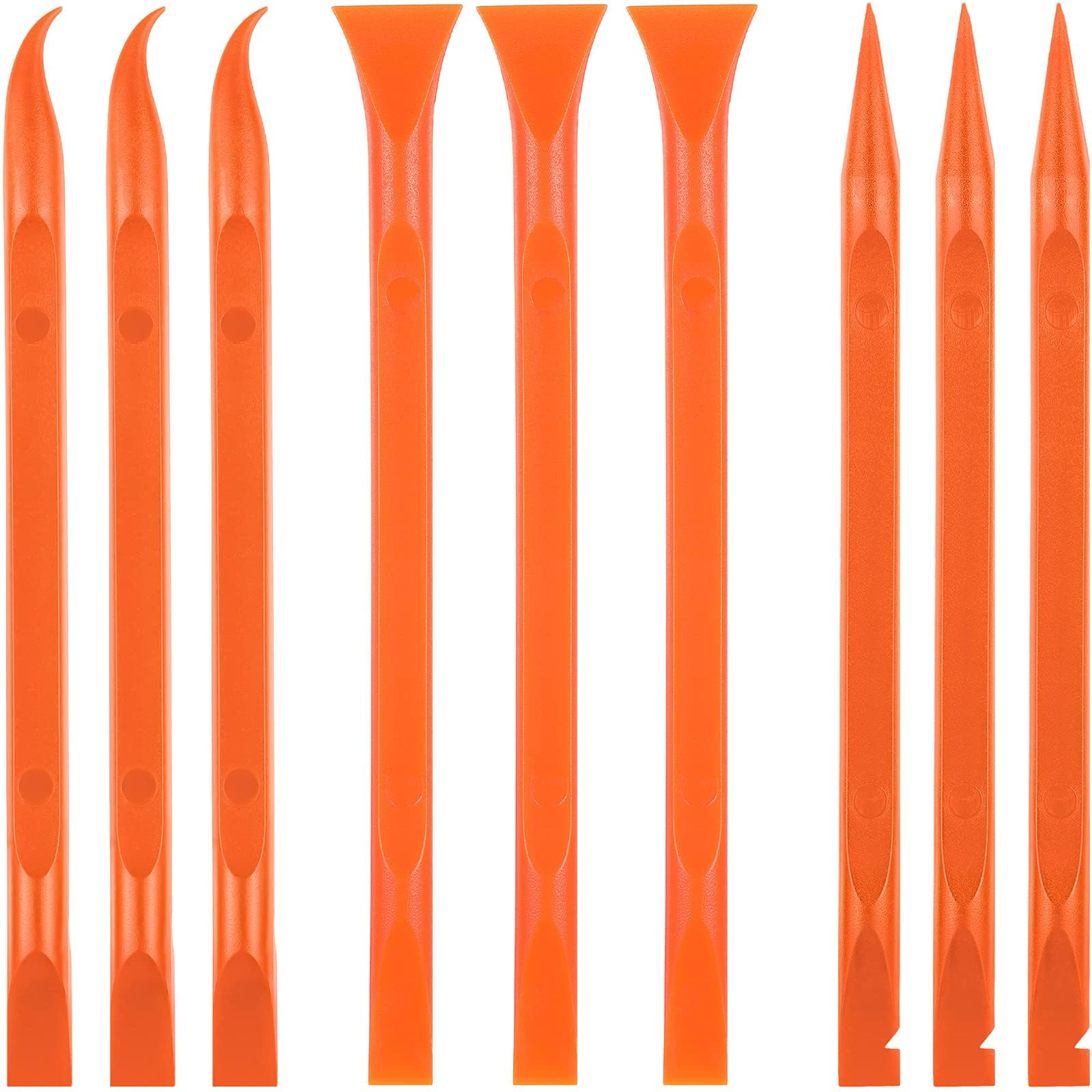 9 Pcs Plastic Scraper Tool, Multi-Purpose Scraper Carbon Fiber Plastic Scraper Car Detailing Tools for Clean Small Narrow Spaces and Gaps, Remove Stickers Labels Oil Stains Dirt