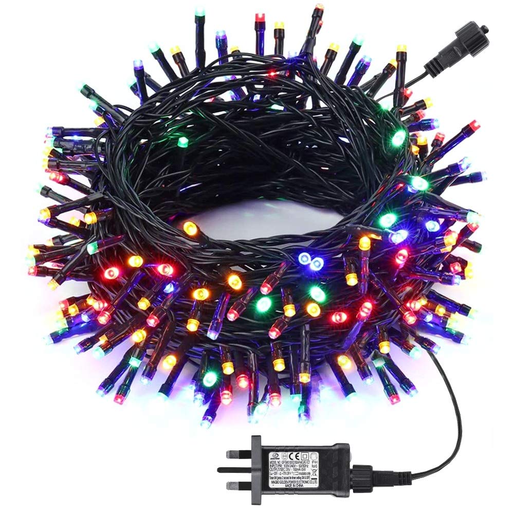 Joomer Christmas Lights Outdoor, 20M 200LED Christmas Tree Lights Mains Powered with Timer, 8 Modes Multicolor Fairy Lights Waterproof for Halloween Outside Window Garden Indoor Xmas Party DecorationsGlobal Recycled StandardGlobal Recycled StandardGlobal Recycled Standard