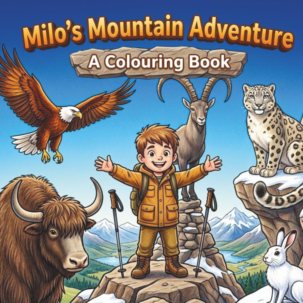 Milo's Adventure Series: Mountain Adventure Colouring Book for Kids Ages 4-7 | Meet Amazing Mountain Animals with Milo