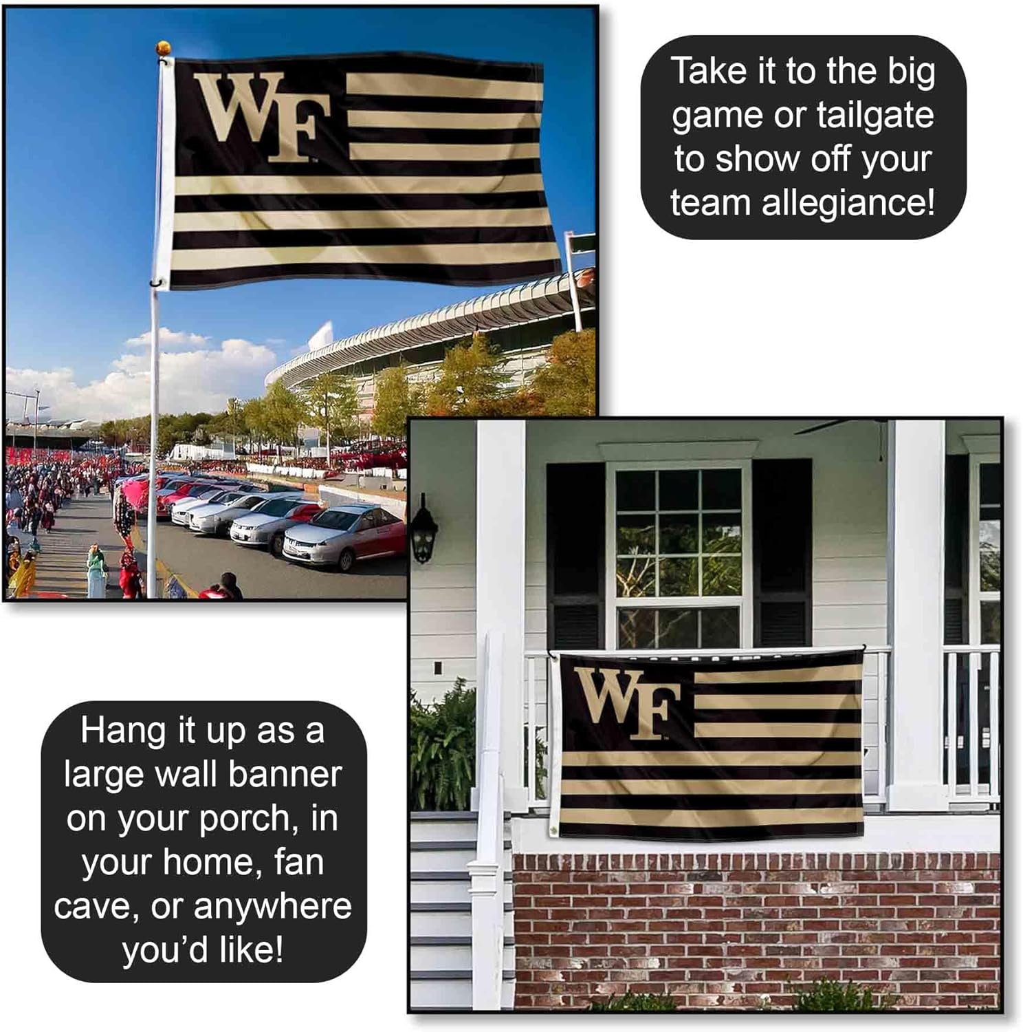Wake Forest Demon Deacons American Stripes Nation Flag