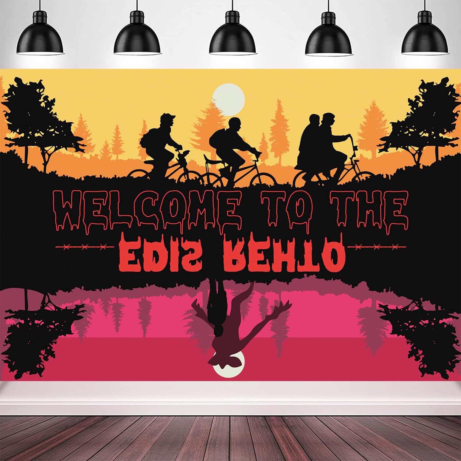 Decorazioni per feste di compleanno Stranger Grande sfondo 180 x 110 cm Photo Booth Puntelli "Welcome to The Other Side" The Haunted Forest Adatto per feste di compleanno, servizi fotografici e tutte