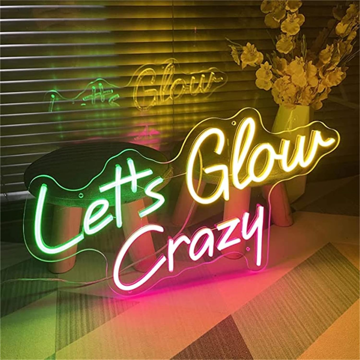 Akrylowy podświetlany napis Świecące diody LED szalone kolorowe neony LED, akrylowe neony USB do pokoju Club Party Decor, wiszący na ścianie szyld świetlny, 40X20cm Znak świetlny na ścianę domu