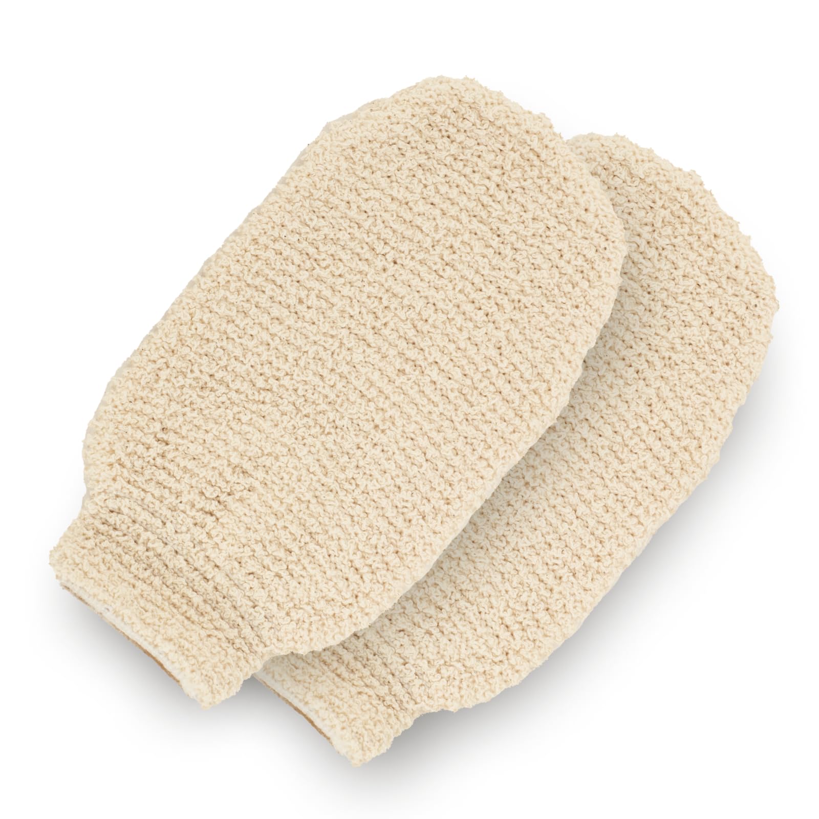 GUARD&MARINE Natural Shower Mitts - Hemp Bath Gloves for Skin Exfoliation, Mitt Washcloth for Body Scrub and Cleansing - Soft Loofah for Men and Women - Set of 2 Wash Mittens