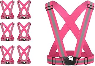 3C Products Hi Vis Adjustable Reflective Sports Safety Suspender Harness Vest for Outdoor Activities (Pink, 6)