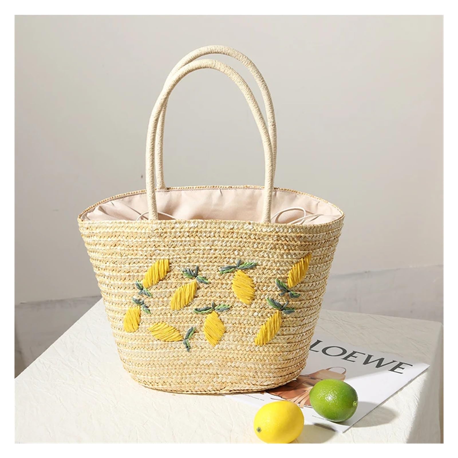 VELORE Bolso de hombro para mujer para verano, tejido de paja, bolsa de playa 2022, nuevo bolso bordado del alfabeto simple de gran capacidad