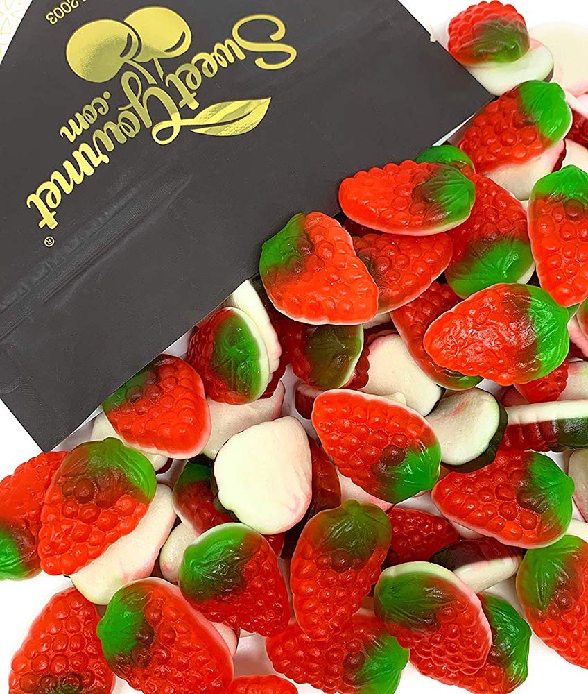 SweetGourmet Strawberries and Cream | Foam Bottom Gummy Candy | Halal | 2 Pounds