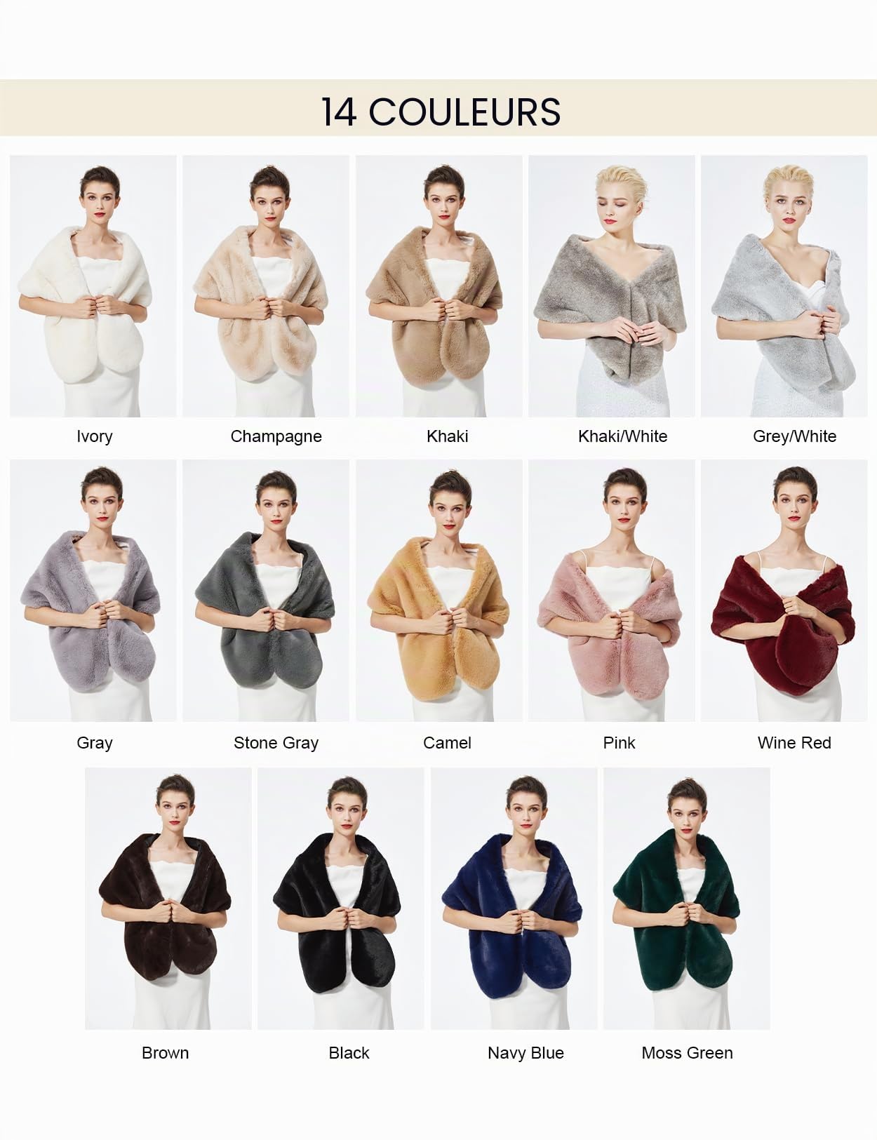 BEAUTELICATE Châle Étole en Fausse Fourrure Écharpe Boléro De Femme Mariage Hiver sur Robe de Soirée Mariée Cérémonie Fête Demoiselle d'honneur Taille Unique