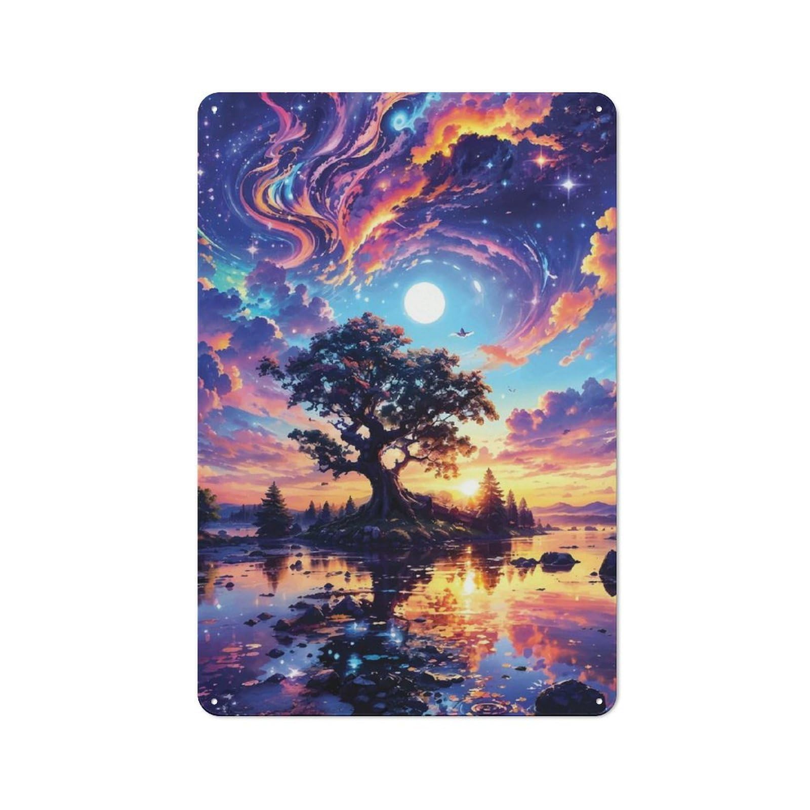 Junmoney Fantasy Tree Vintage Metal Wall Sign 30X20cm For Garage Or Workshop, For Metal Sign Collectors, For Garage And Workshop Walls