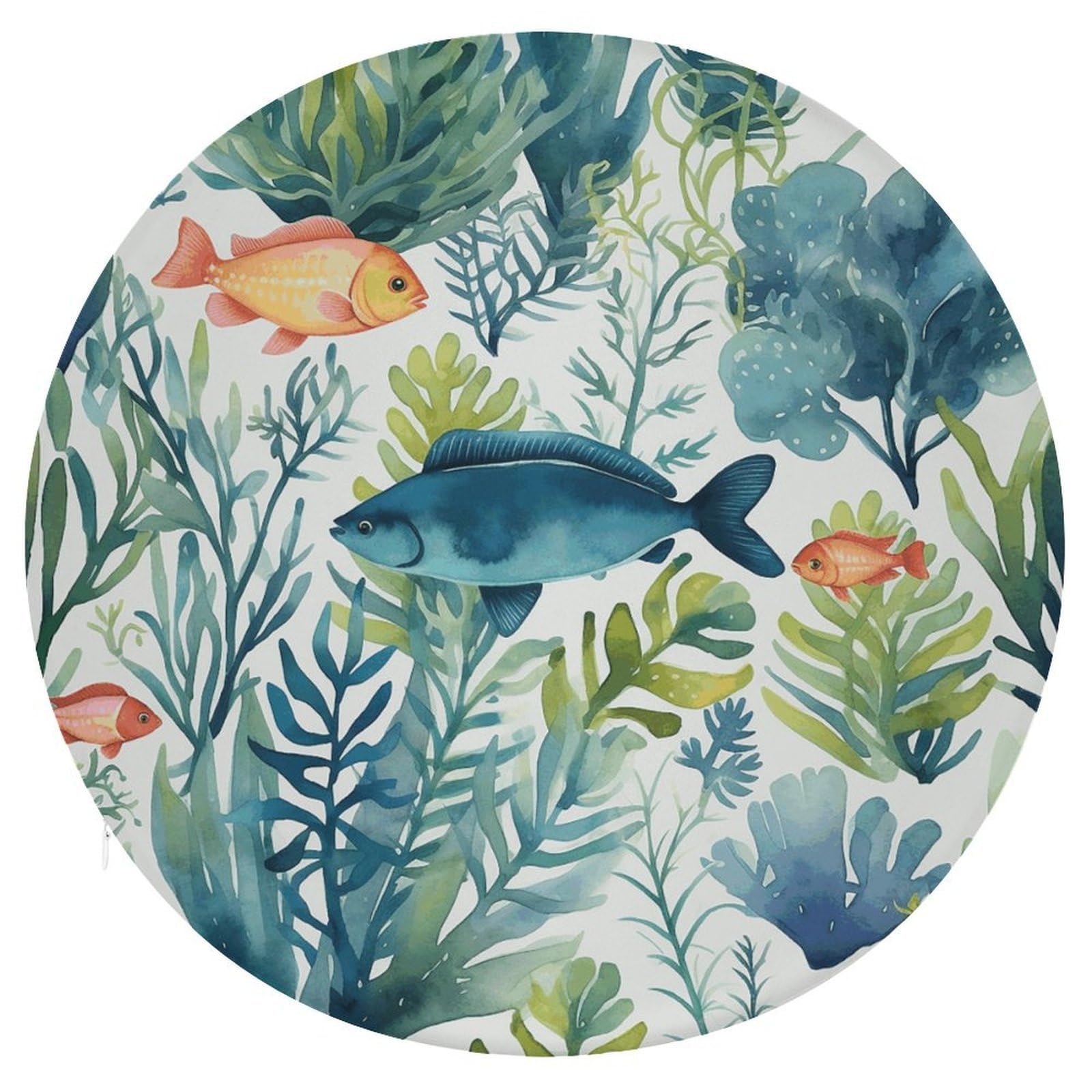 Wsoihfec Style Marine Animal Pattern Seat Cushion Round Chair Pad