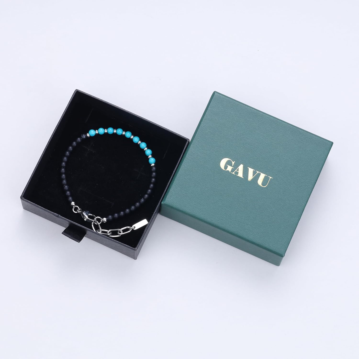 GAVU Onyx Beaded Bracelet for Men Women, Turquoise Bracelet/Tiger Eye Bracelet/Lapis Lazuli Bracelet for Women Men