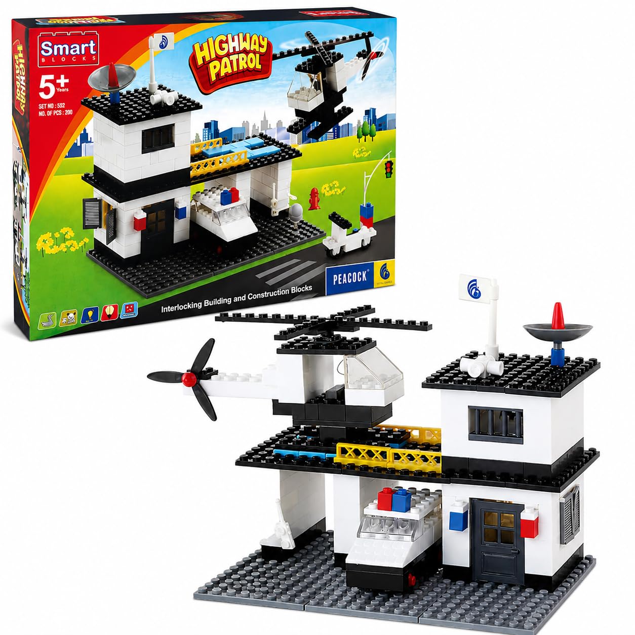 PEACOCK TOYS AND GAMES Highway Patrol, 260 Pieces, Premium Interlocking Blocks, Multi color-picture-52