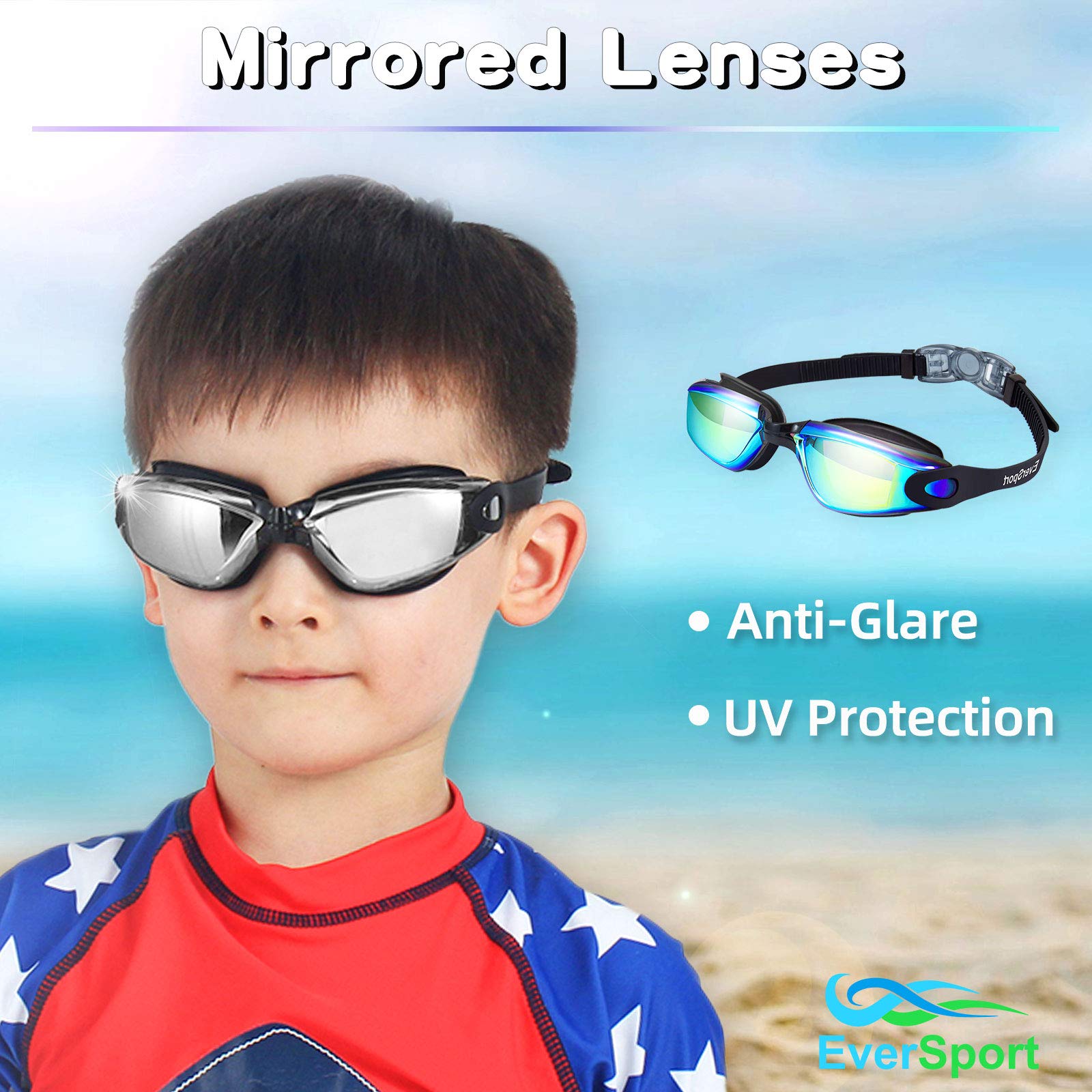 Gafas de natación para adultos, hombres, mujeres, jóvenes, antivaho, anti-UV, paquete de 2