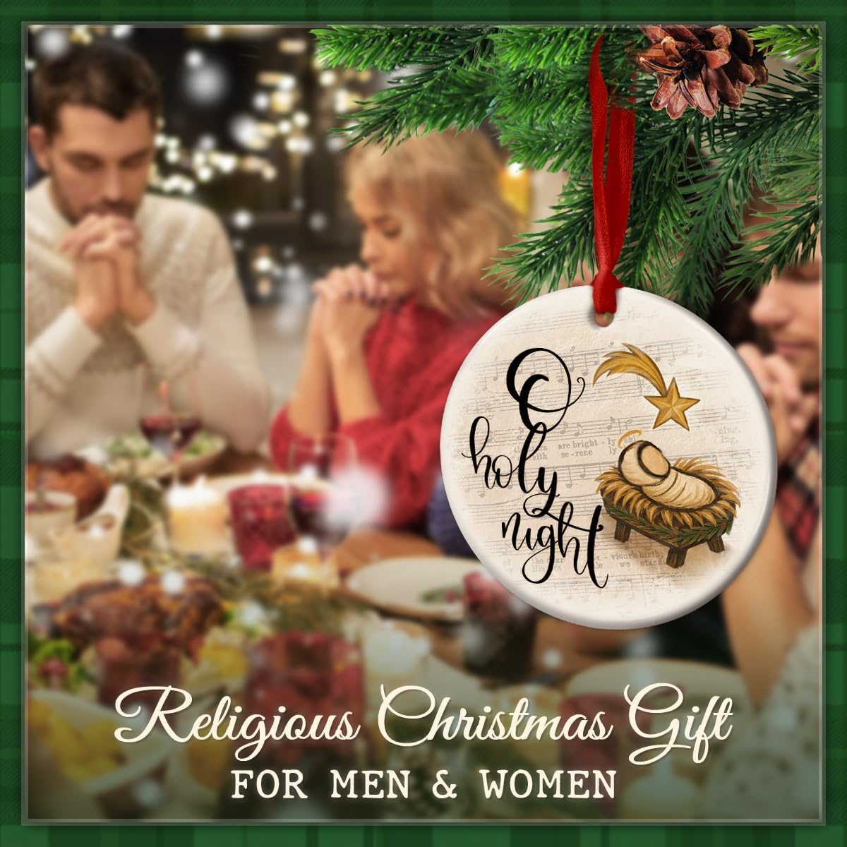 Nativity Scene Christmas Ornament - O Holy Night Religious Tree Decoration, Christian Bible Ornament - Jesus Faith Gift for Men and Women 2025 - Image 5