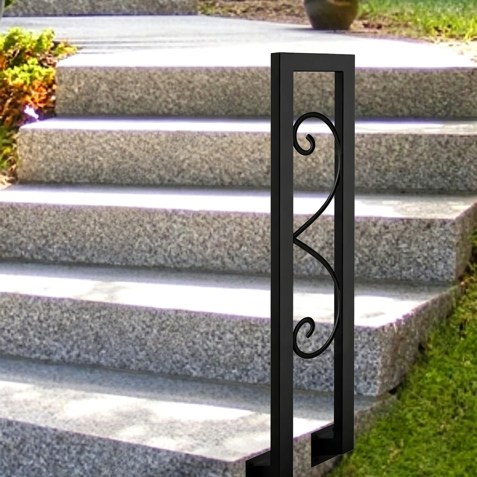 Metal Wrought Iron Handrail, Modern U-Shaped Stair Railing for Indoor and Outdoor, Guardrail Support Rod for Villa Loft Corridor Exterior Garden Porch(100cm/39in)