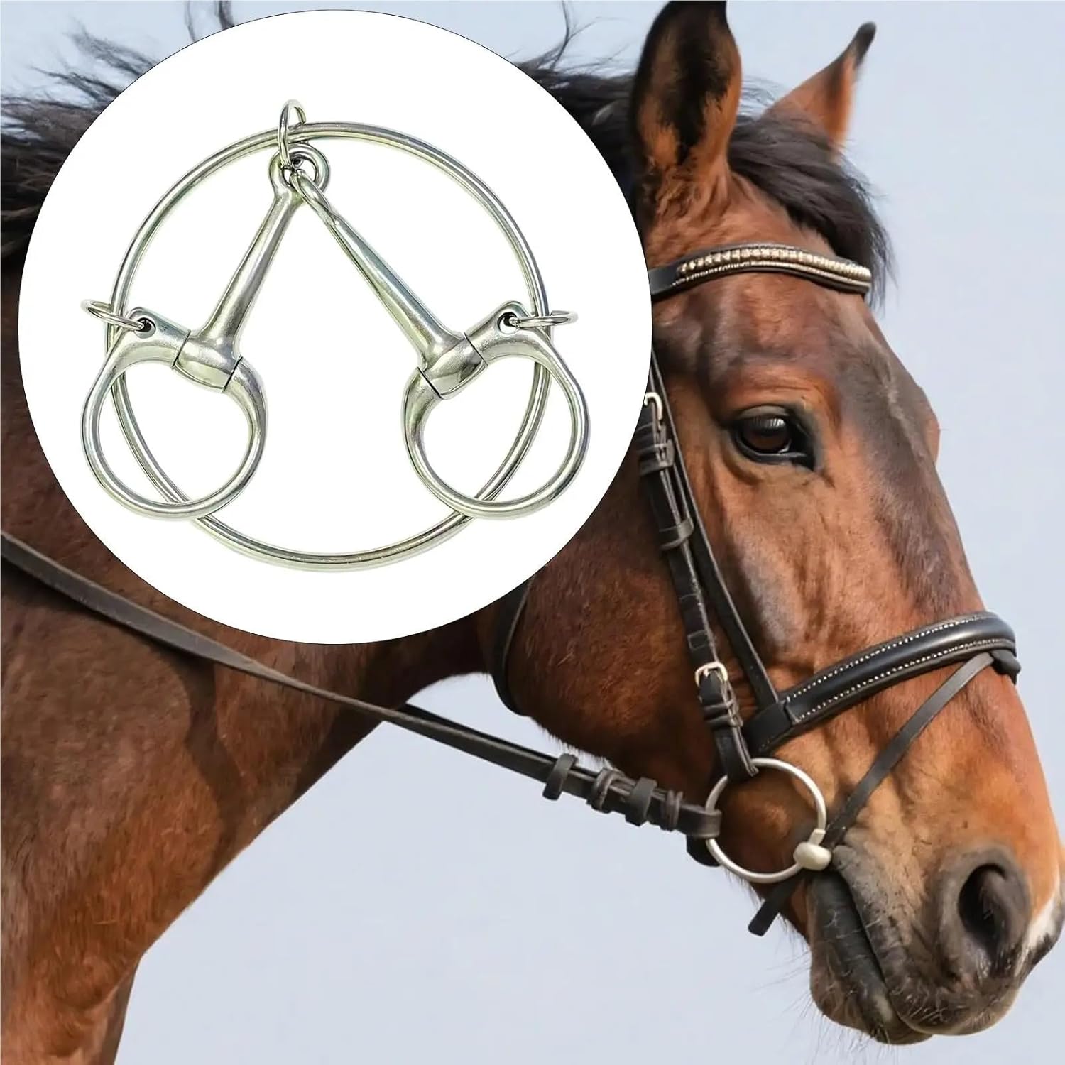 Horse Tie Rings Horse Loose Snaffle Bit Equestrian Supplies,Easy Control,Gear,Ring for Stables/Pastures/Livestock & Farm Use