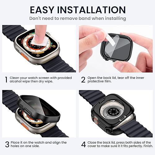 Vista 35 de Tensea Funda protectora de pantalla impermeable para Apple Watch (2 en 1) para Apple Watch, serie SE 6, 5, 4, 1.732 in, iWatch PC, película