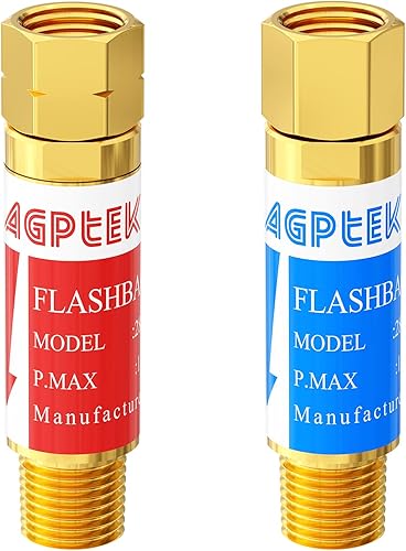 AGPTEK Los pararrayos del flashback del acetileno del oxígeno fijaron tamaño B del extremo 9/16-18 del regulador