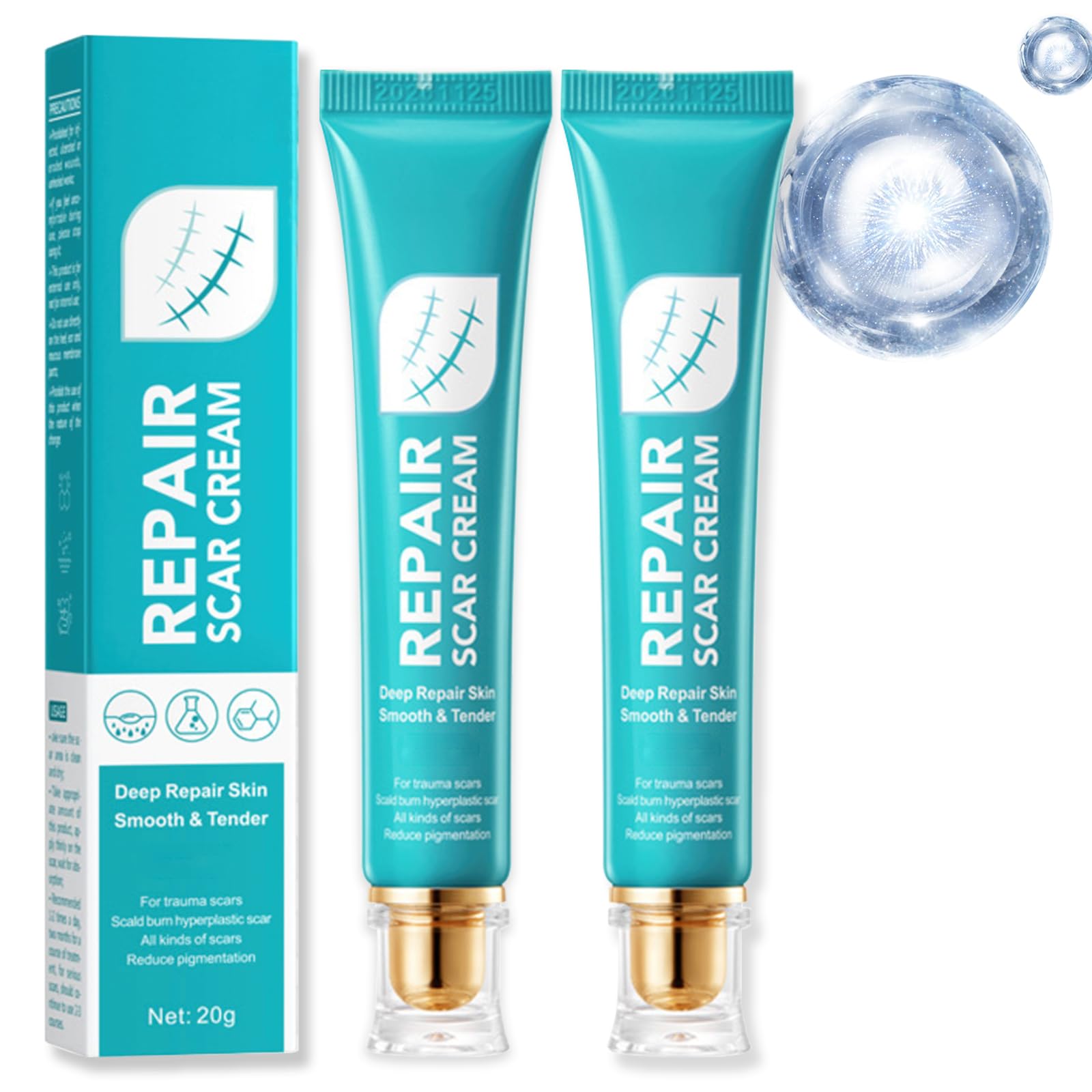 Nmoiat Creme para Cicatrizes 2 Peças para Homens e Mulheres, Creme de ...